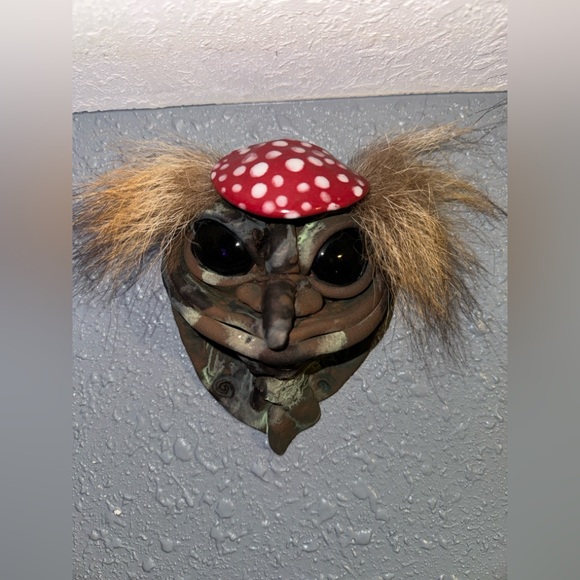 Whimsical Amanita Mushroom Creature Figurine With Hair Forest Dweller - Picture 9 of 9